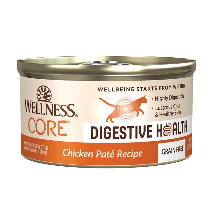 Wellness寵物健康 CORE Digestive Health高蛋白消化易無穀物貓肉醬主食罐系列3oz