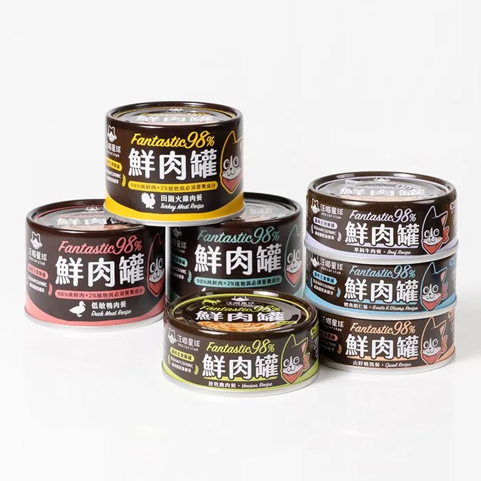 汪喵星球 FANTASTIC 98% 鮮肉無膠貓主食罐 80g&165g